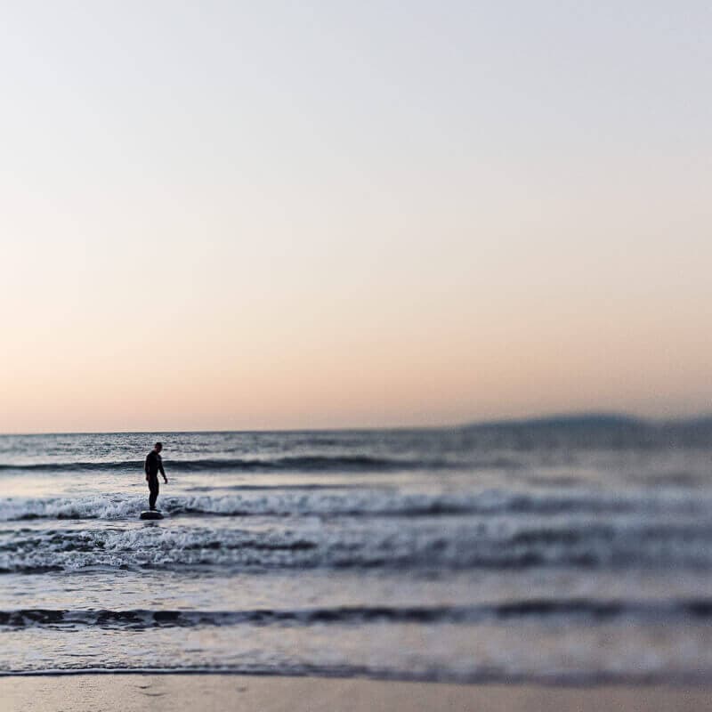 Person at ocean sunset